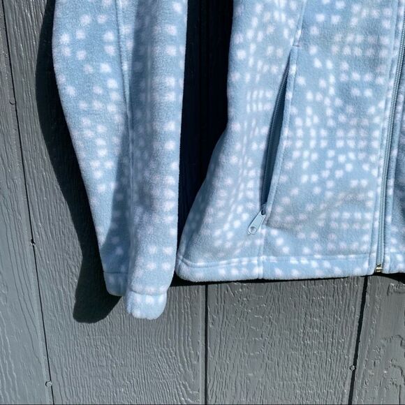 Columbia Fleece Zip Front Jacket S Light Blue With White Dots - Picture 8 of 8